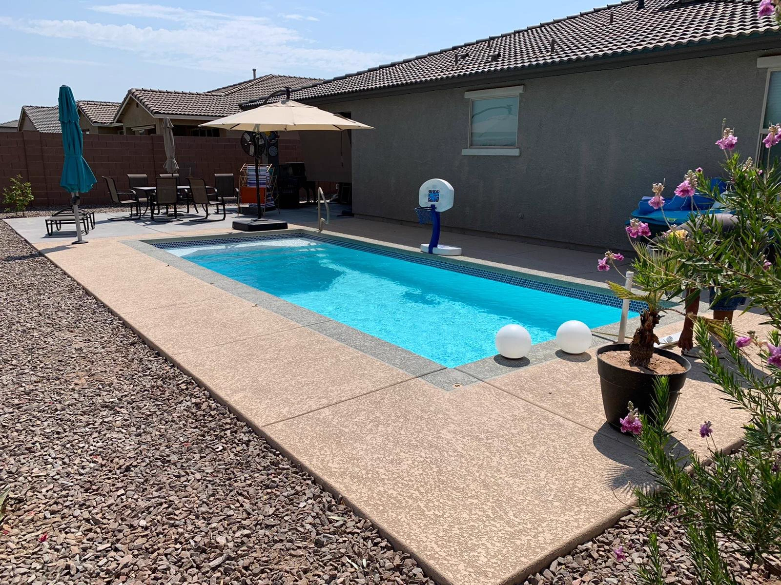 White fiberglass pool