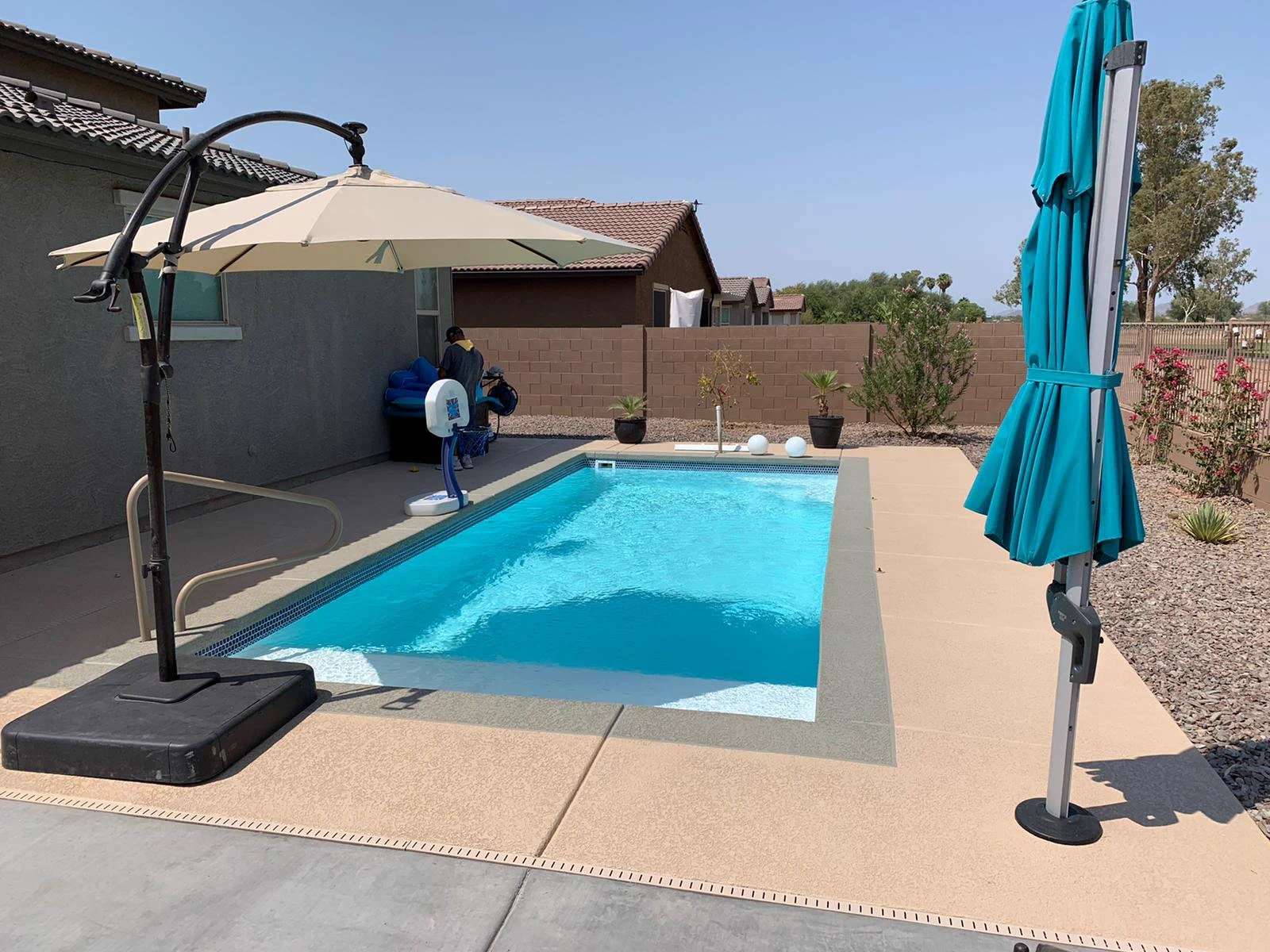 White fiberglass pool
