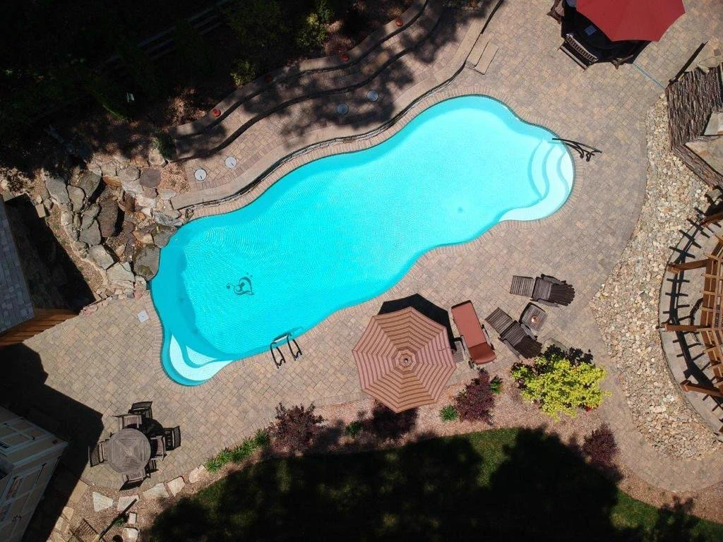 White fiberglass pool