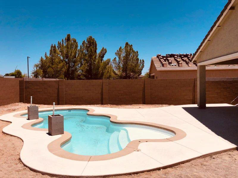White fiberglass pool