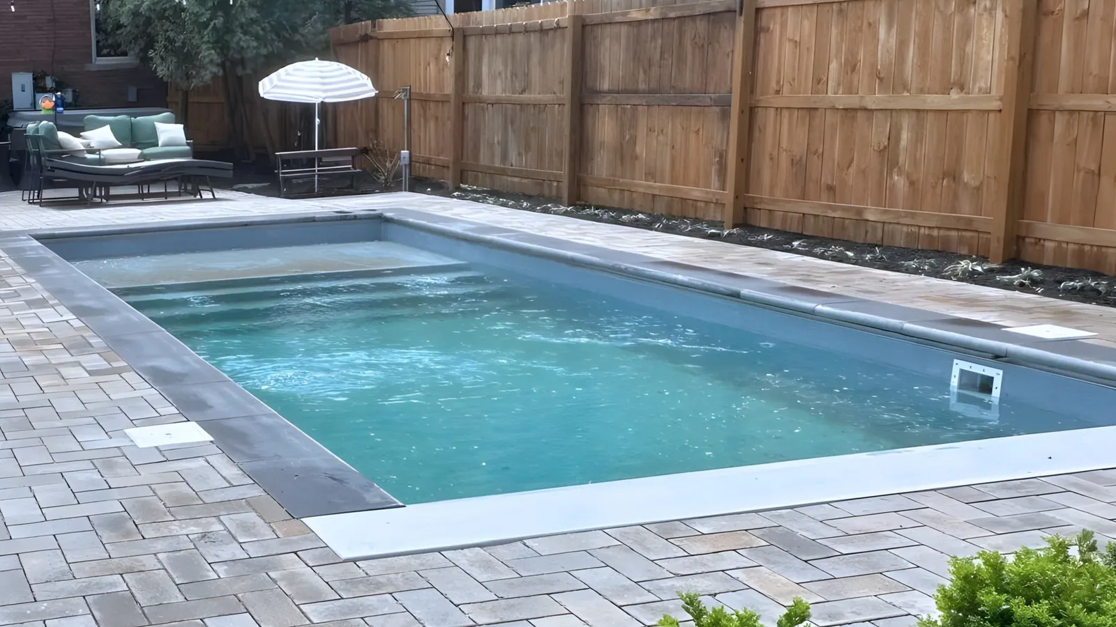 Fiberglass pool installation in Plain City, Ohio
